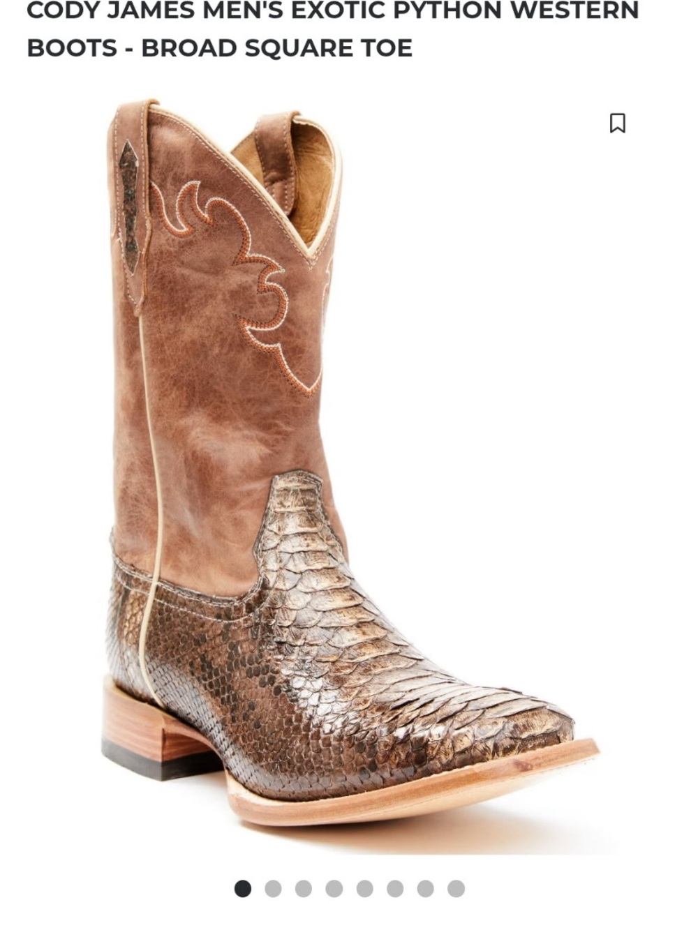 Men's Exotic Cody James Python Western Boots - Brown 14D
